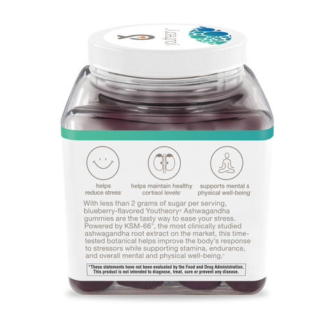 ASHG.92031 Youtheory Ashwagandha Gummies 60 Gummies - Blueberry ASHG